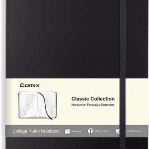 Comix Lined Journal Notebook for Women Men, Journaling Notebooks for Office School Home, 240 Pages, 5.5″ x 8.3″, College Ruled, A5, Hardcover, Black